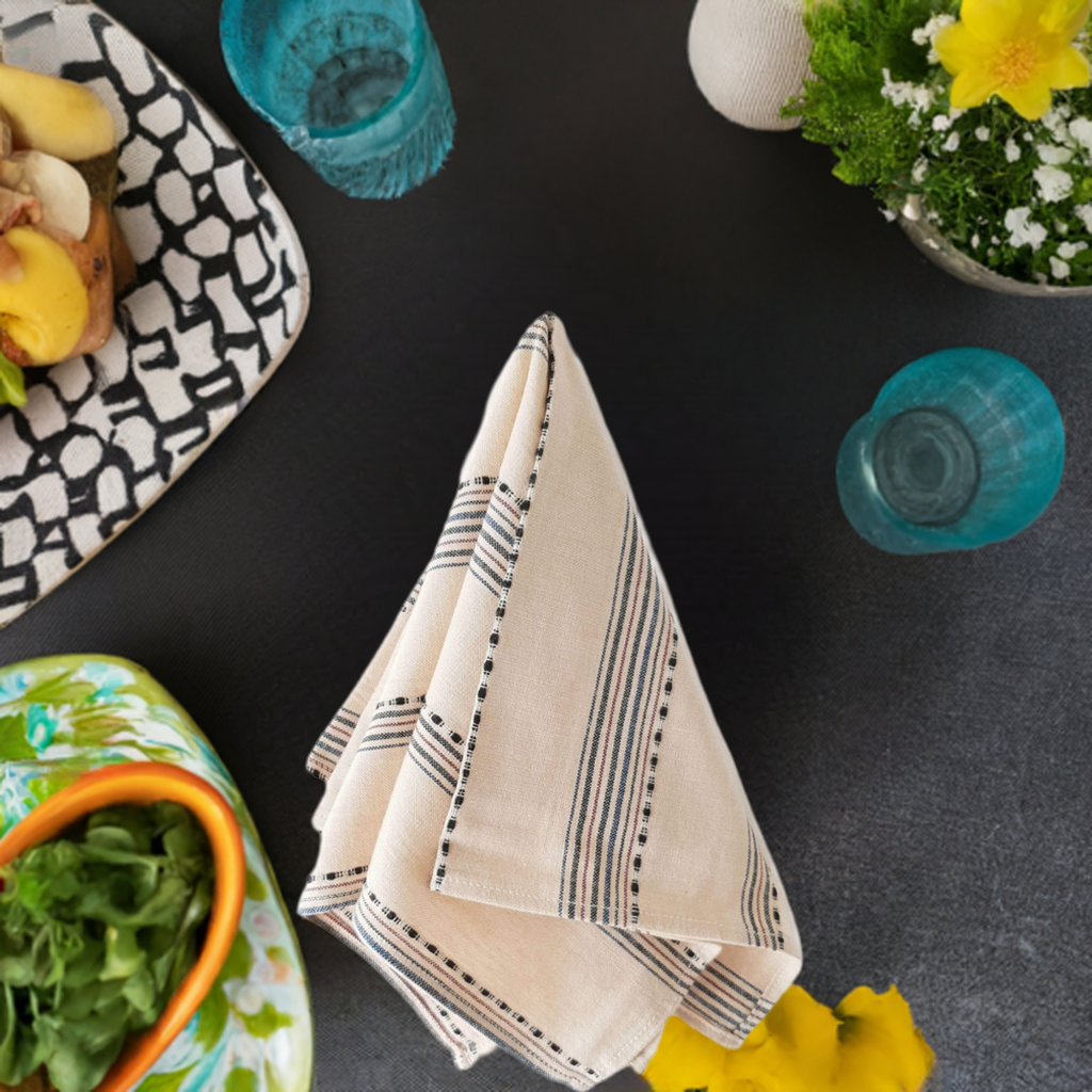 Cotton Handwoven Napkin Sand & Stripes - Set of 2