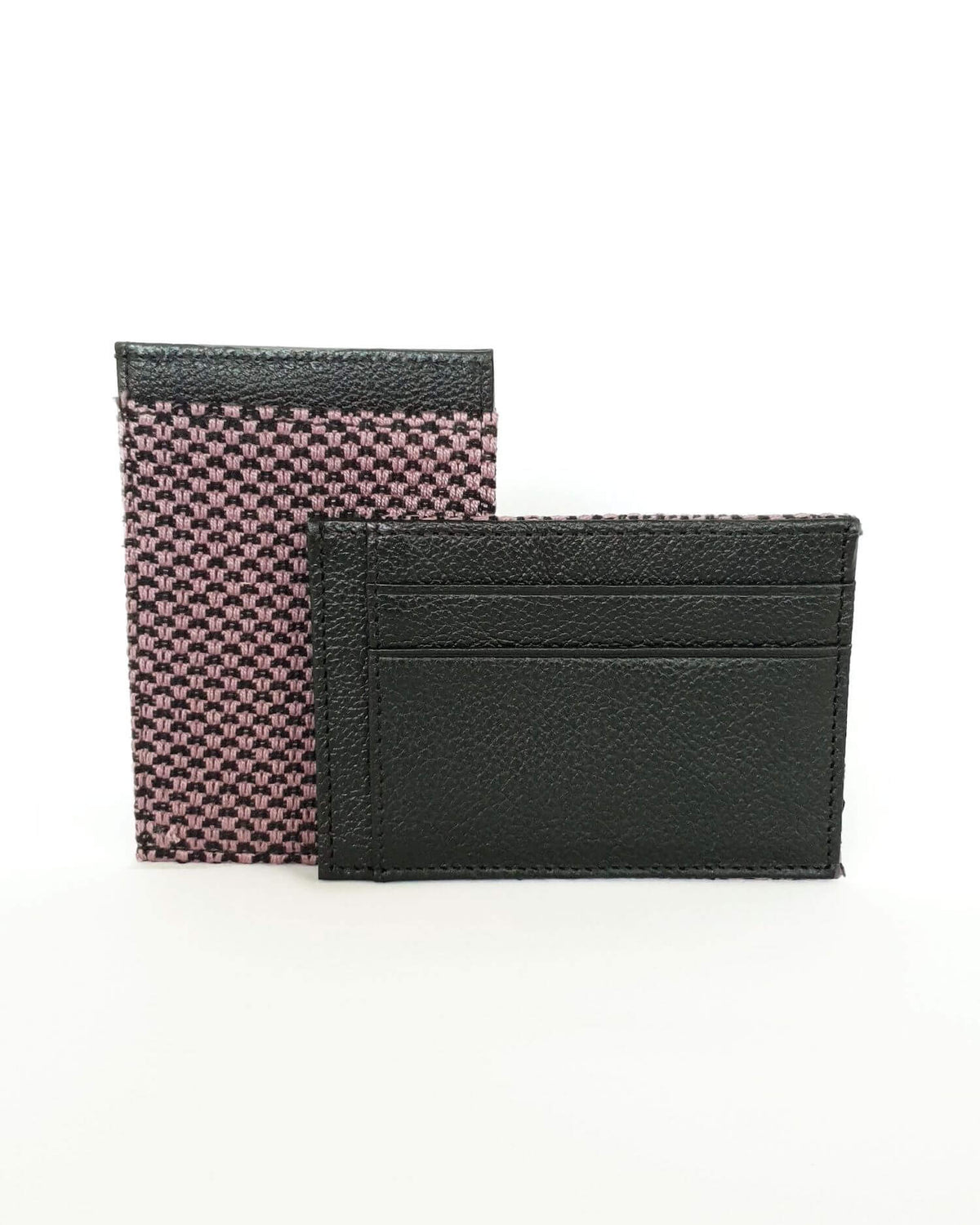 Leather Card Holder Wallet - Handmade - Raspberry, Turquoise & Lilac