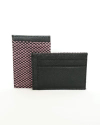 Leather Card Holder Wallet - Handmade - Raspberry, Turquoise & Lilac