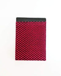 Leather Card Holder Wallet - Handmade - Raspberry, Turquoise & Lilac