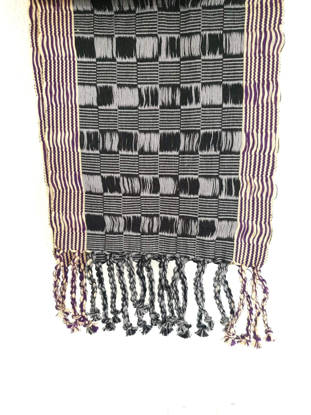 Cotton Scarf Textured Gold & Purple Handwoven Taabal