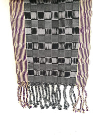 Cotton Scarf Textured Gold & Purple Handwoven Taabal