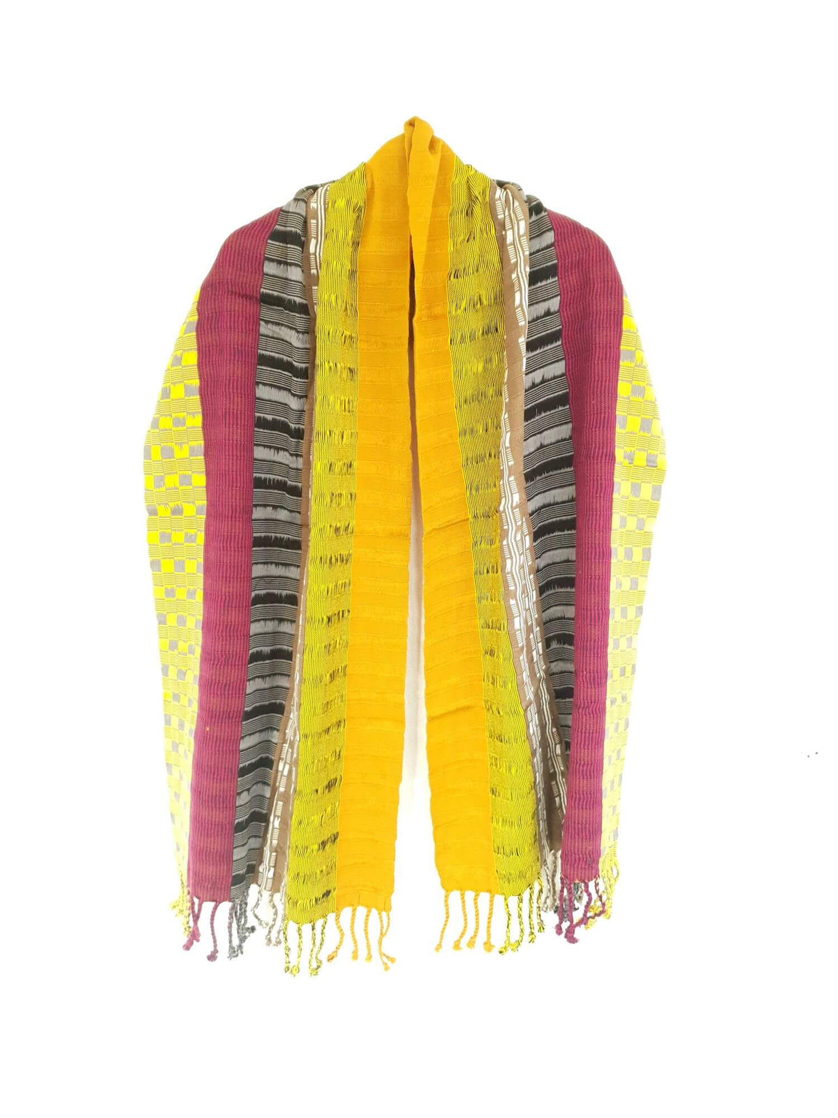 Cotton Shawl Wrap & Scarf Gold, Grey & Purple Handwoven