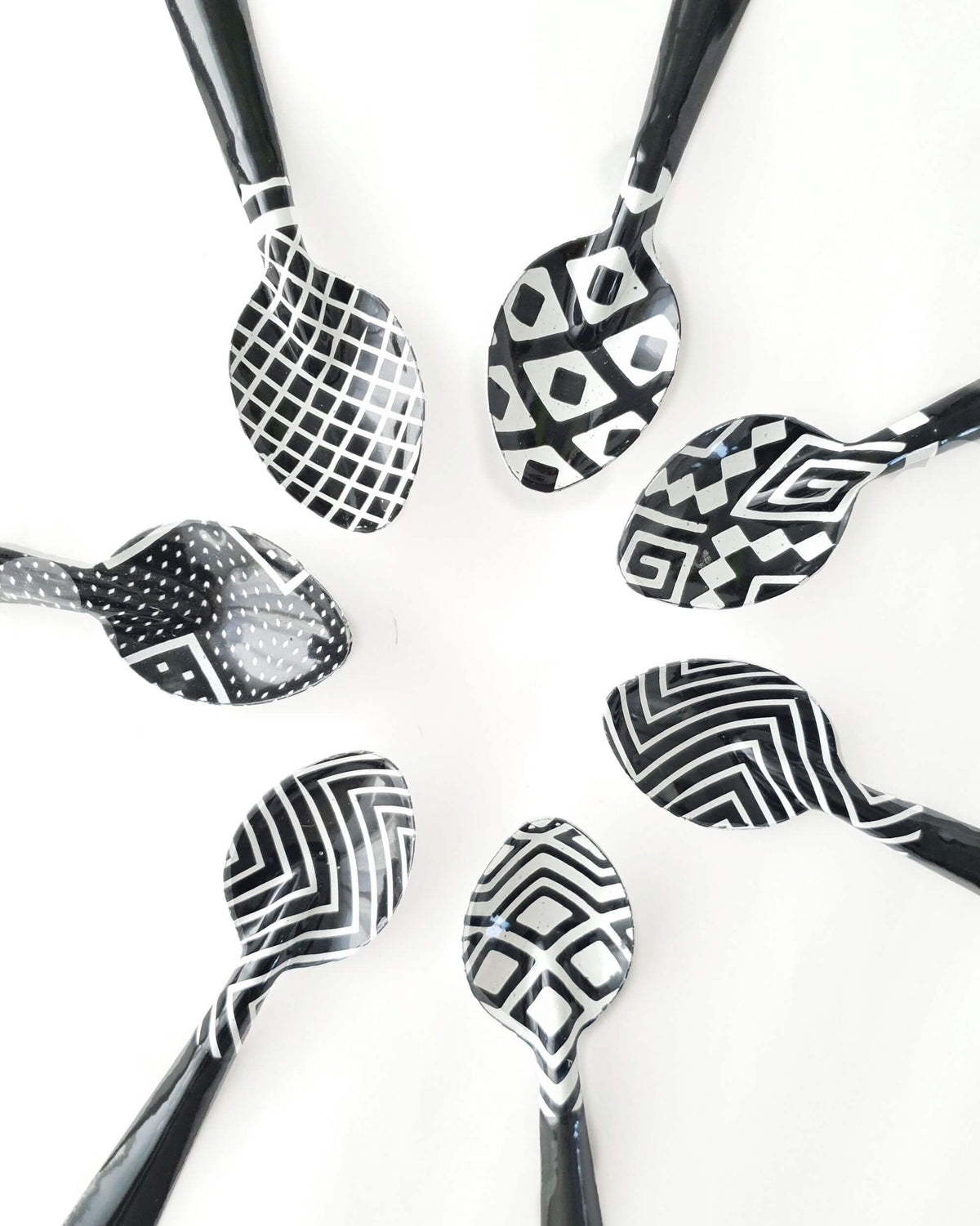 Small Enamel Spoon Black & White