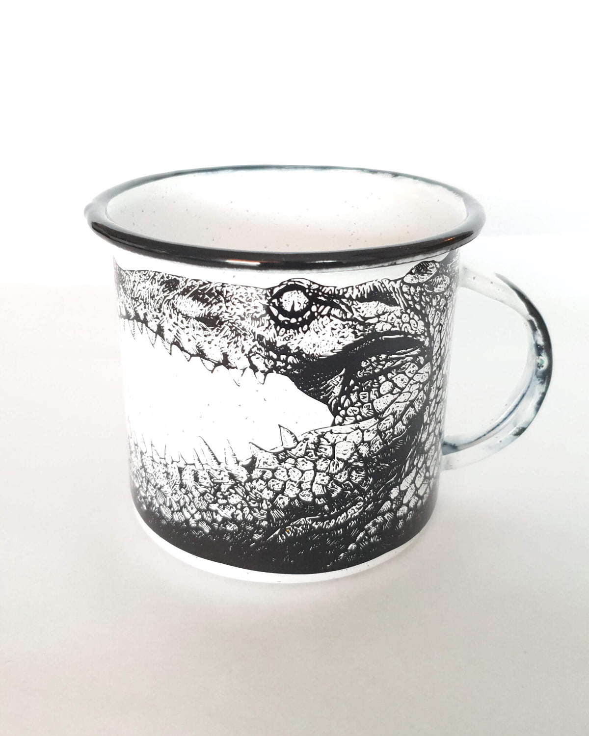 Enamel Coffee Cup Jungle - Black & White