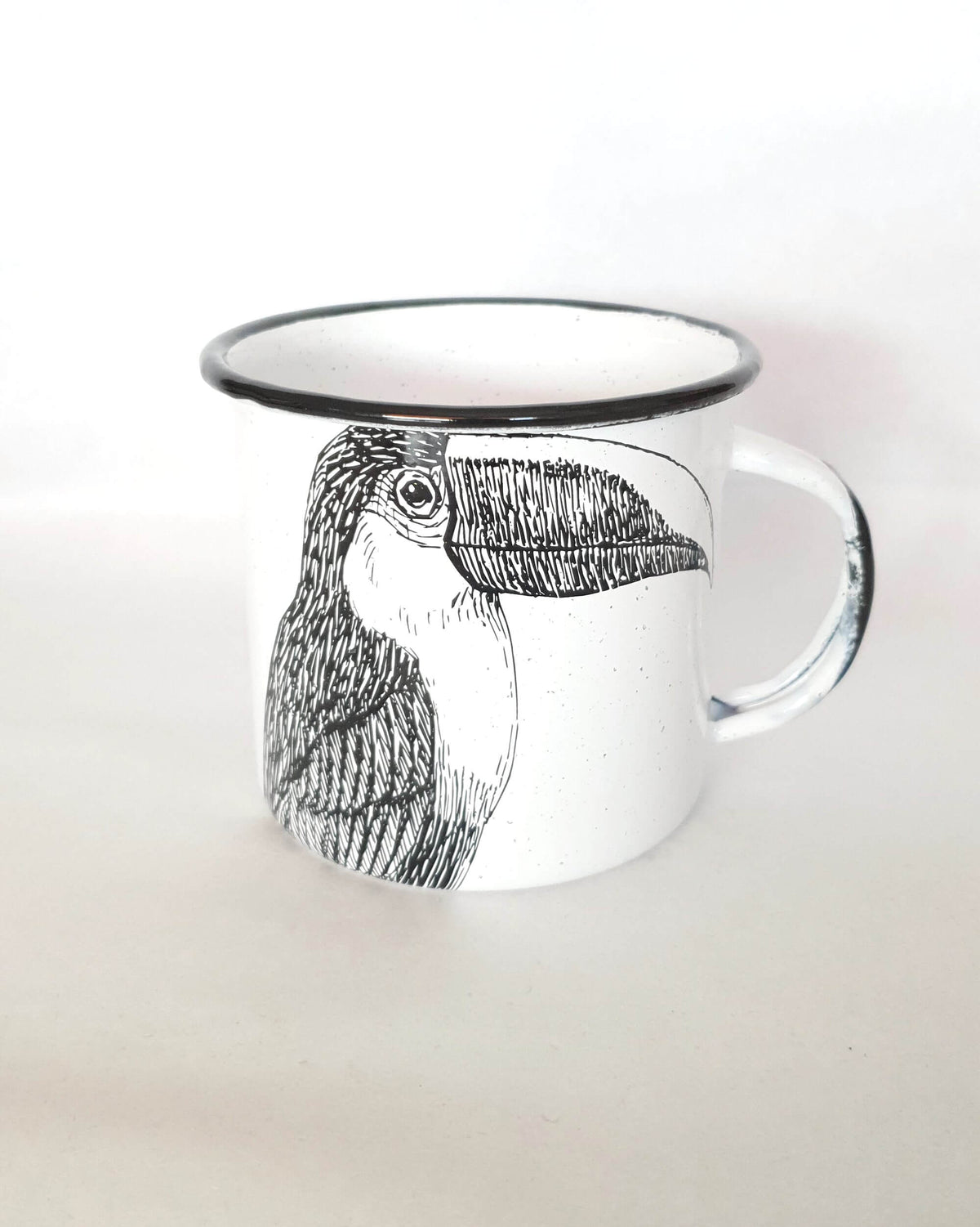 Enamel Coffee Cup Jungle - Black & White