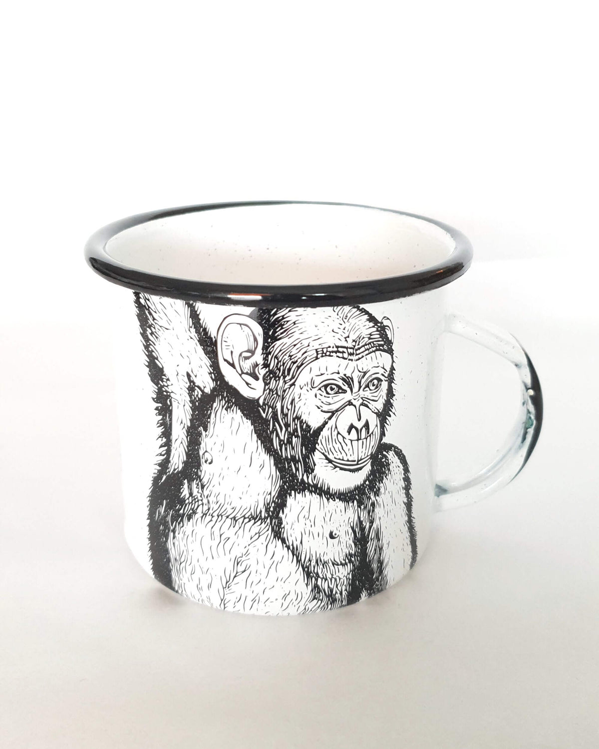 Enamel Coffee Cup Jungle - Black & White