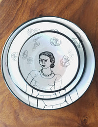 Frida Enamel PLate & Bowl Set top view