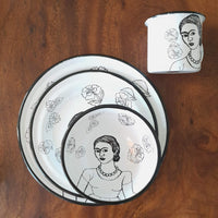 Frida Enamel PLate & Bowl Set including cup