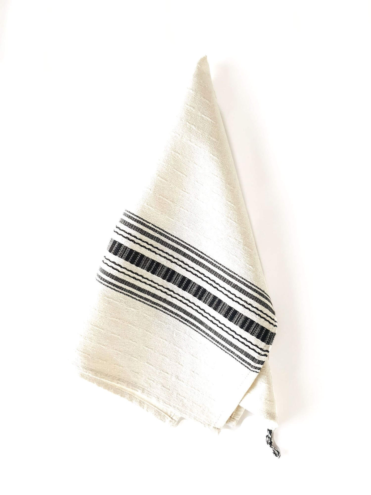 Cotton Kitchen Towel White with Black Stripes