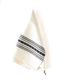 Cotton Kitchen Towel White with Black Stripes