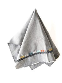 Cotton Kitchen Towel Dark Grey Marco Handwoven with Decorative Accents