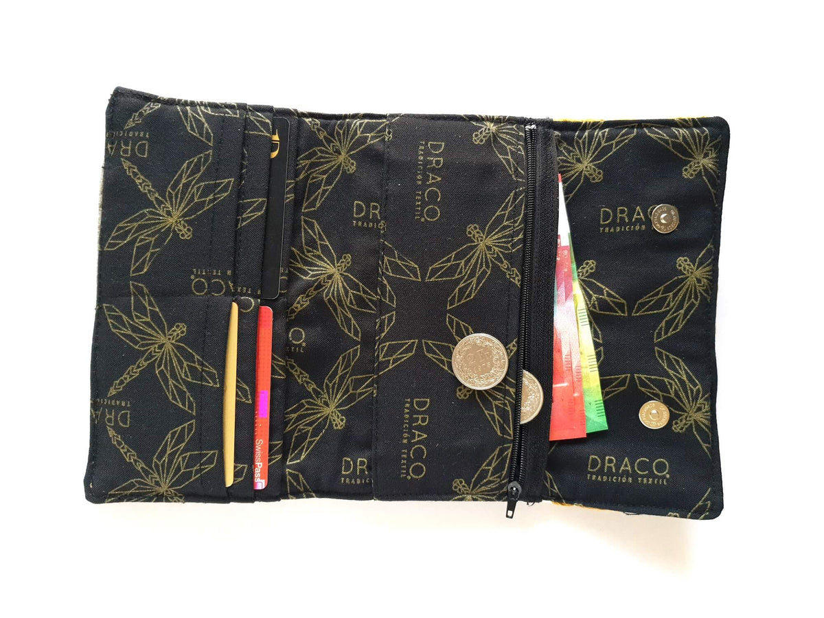 Embroidered Flowers Wallet in Pink & Purple - Handmade Draco