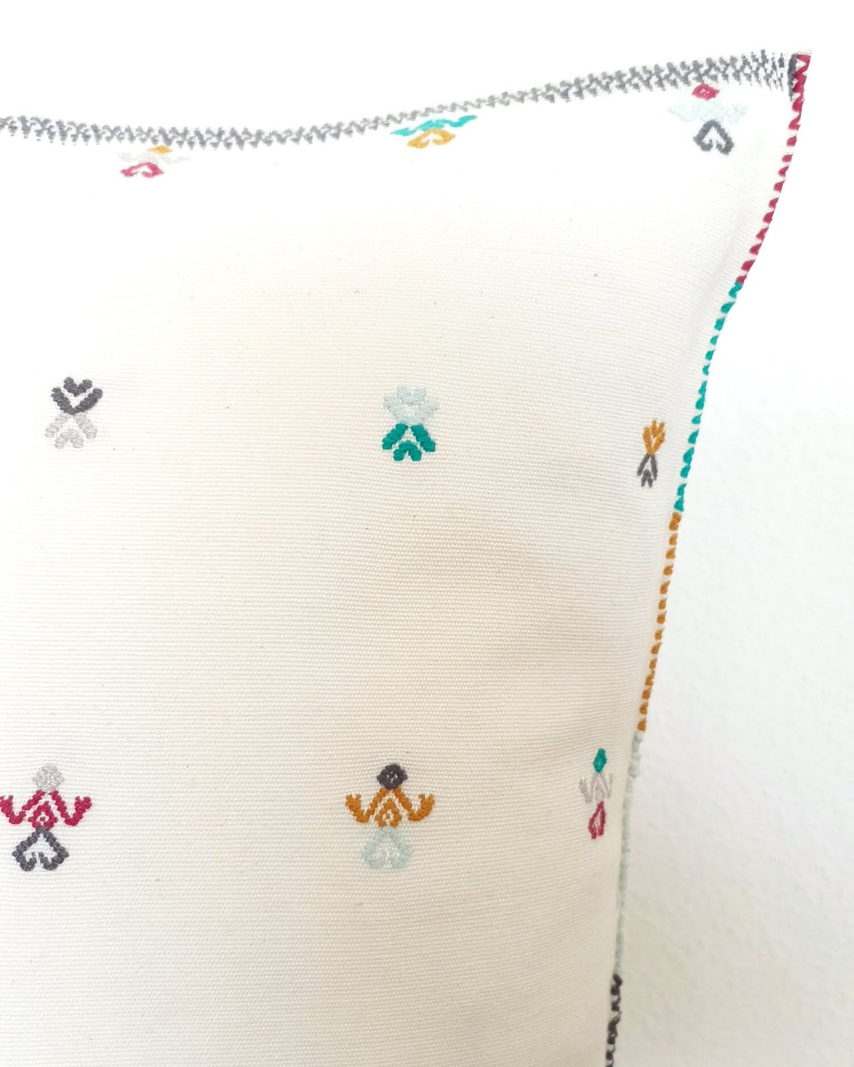 Decortive Pillow with brocade details in green, violet & mustard detail