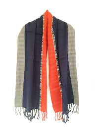 Cotton Shawl Wrap & Scarf Navy Blue & Red Handwoven