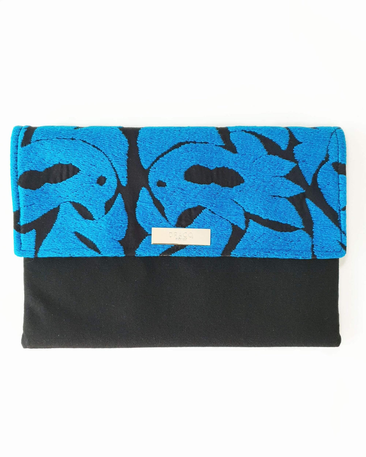 Embroidered flower clutch bacg black & Blue