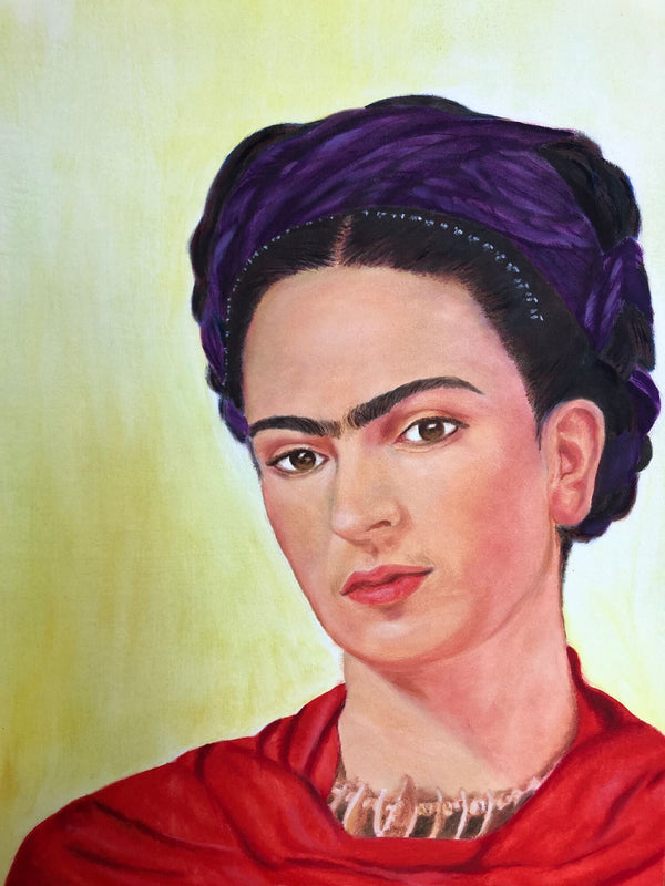 Frida Kahlo self portrait painting in oil