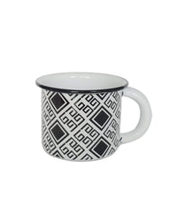 Detail of enamel espresso black & white cup