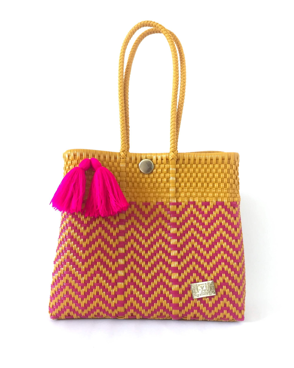 I-XU Unique Tote Bag yellow & pink front view