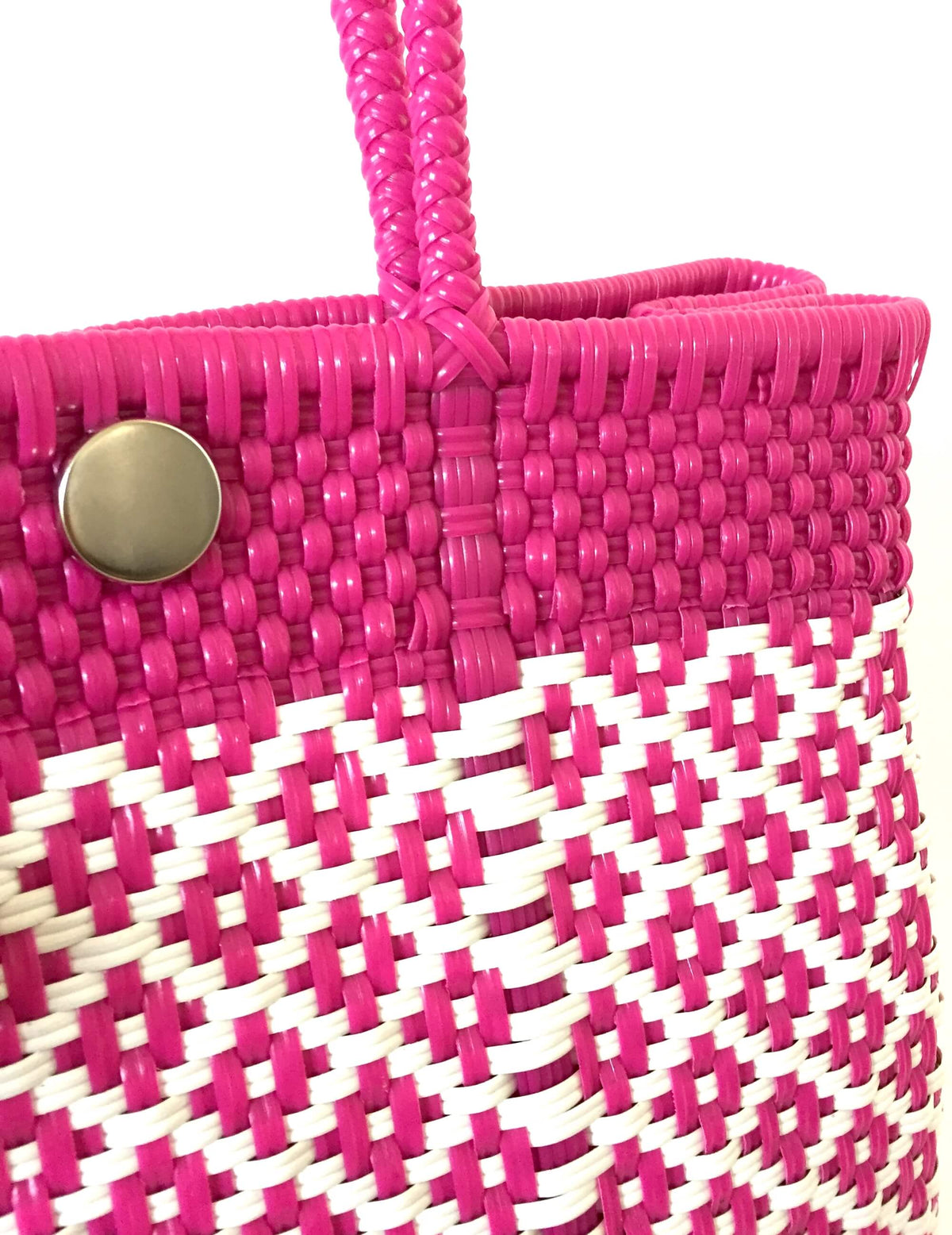 I-XU Unique Tote Bag pink with white detail view