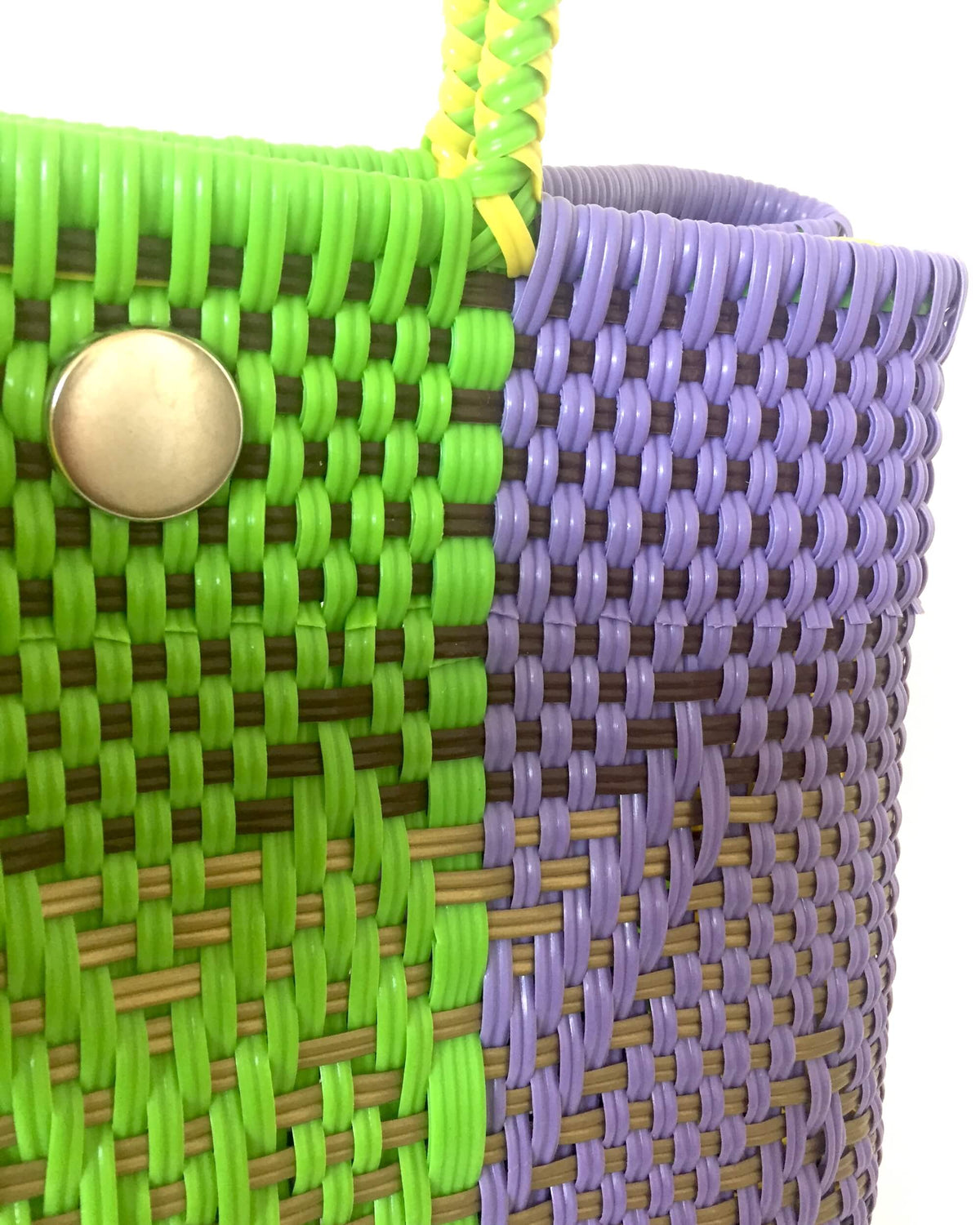 I-XU Unique Tote Bag yellow, green & purple detail view