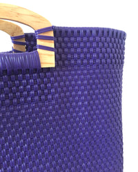I-XU Unique Wood Handle Bag purple detail view
