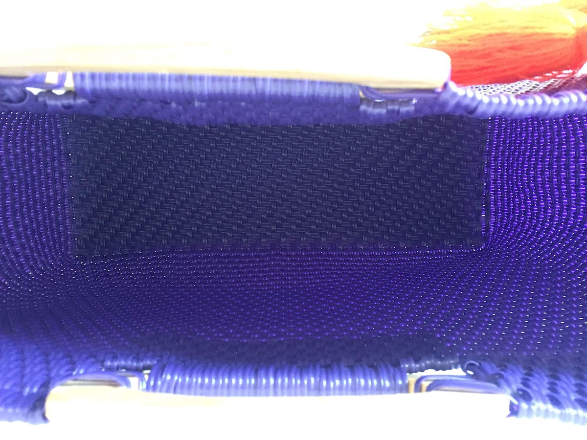 I-XU Unique Wood Handle Bag purple top view