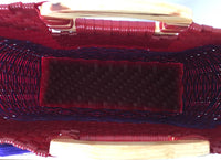 I-XU Unique Wood Handle Bag red with purple top view
