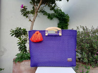 I-XU Unique Wood Handle Bag purple outdoor