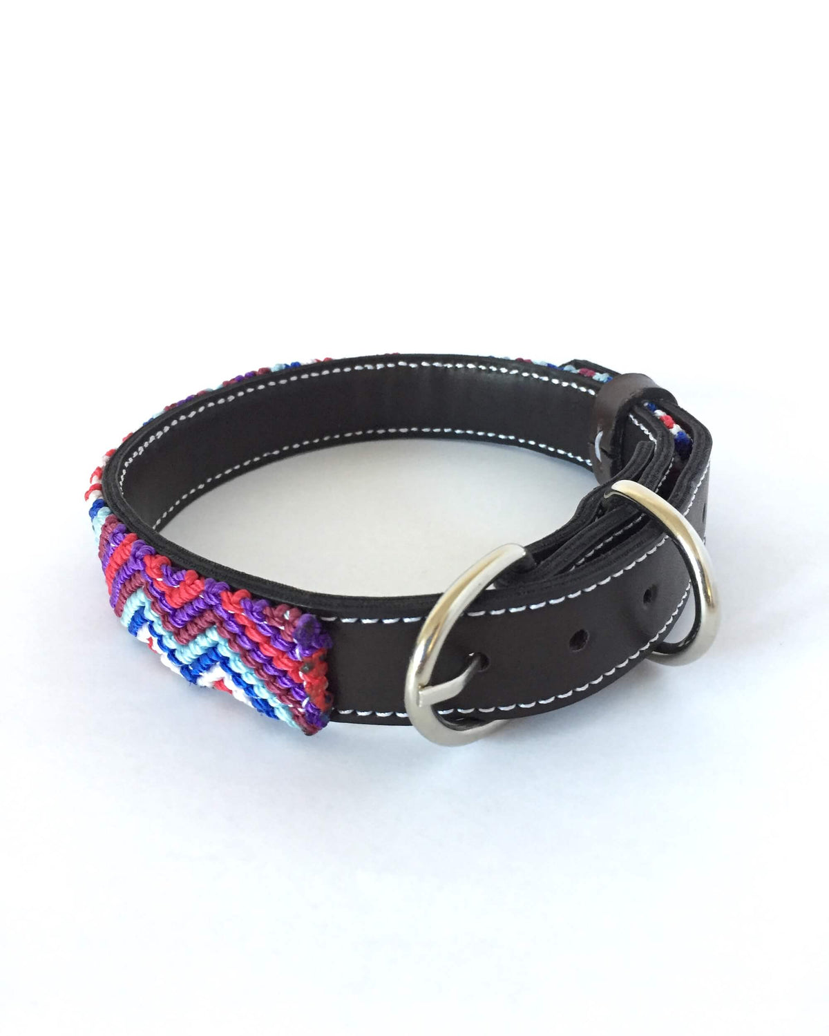 Makan Medium Size Dog Collar Purple, Red & Blue buckle view