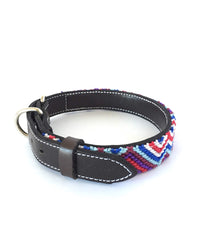 Makan Medium Size Dog Collar Purple, Red & Blue side view