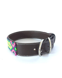 Makan Large Size Dog Collar pink & green color bucke view