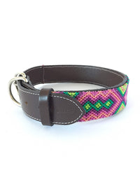 Makan Large Size Dog Collar pink & green color side view