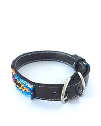 Makan Medium Size Dog Collar Blue, Orange & Purple buckle view