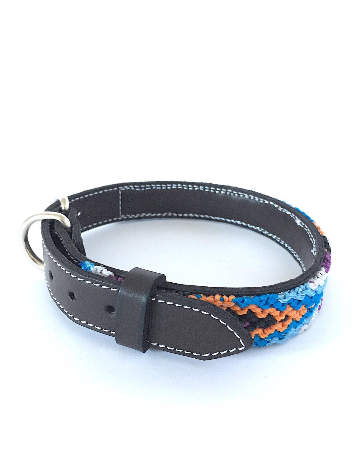 Makan Medium Size Dog Collar Blue, Orange & Purple side view