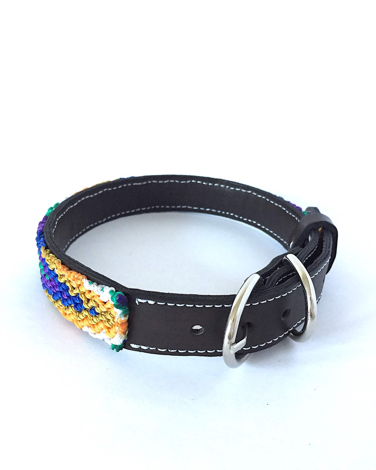 Makan Medium Size Dog Collar Purple, Blue & Orange buckle view