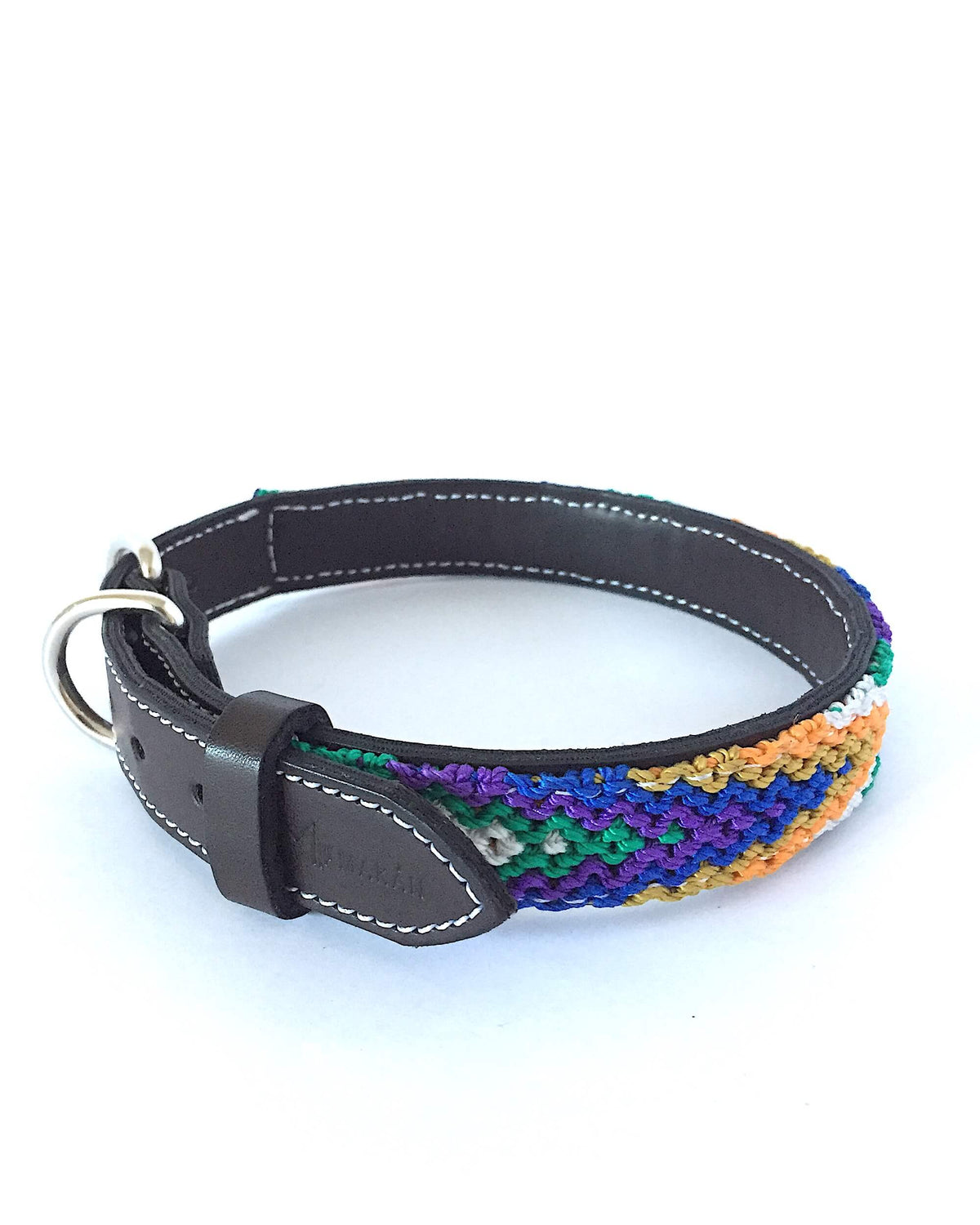 Makan Medium Size Dog Collar Purple, Blue & Orange side view