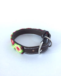 Makan Small Size Dog Collar Red & Green buckle view