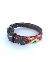 Makan Small Size Dog Collar Red & Green side view