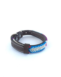 Makan Small Size Dog Collar Blue, White & Purple side view