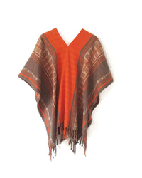 Taabal Brown & Orange Poncho long position
