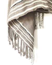 Taabal Rebozo Grey Shawl Wrap corner view