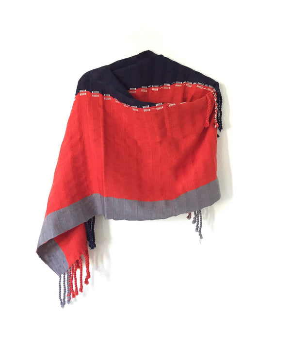Taabal Rebozo Orange Color Shawl Wrap front view