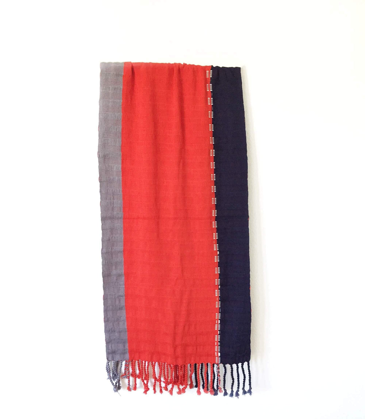 Taabal Rebozo Orange Color Shawl Wrap long view