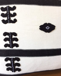 Virginia Throw Pillow white with black brocades detail view