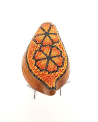 Orange & Grey Huichol Art Birds - Handcrafted